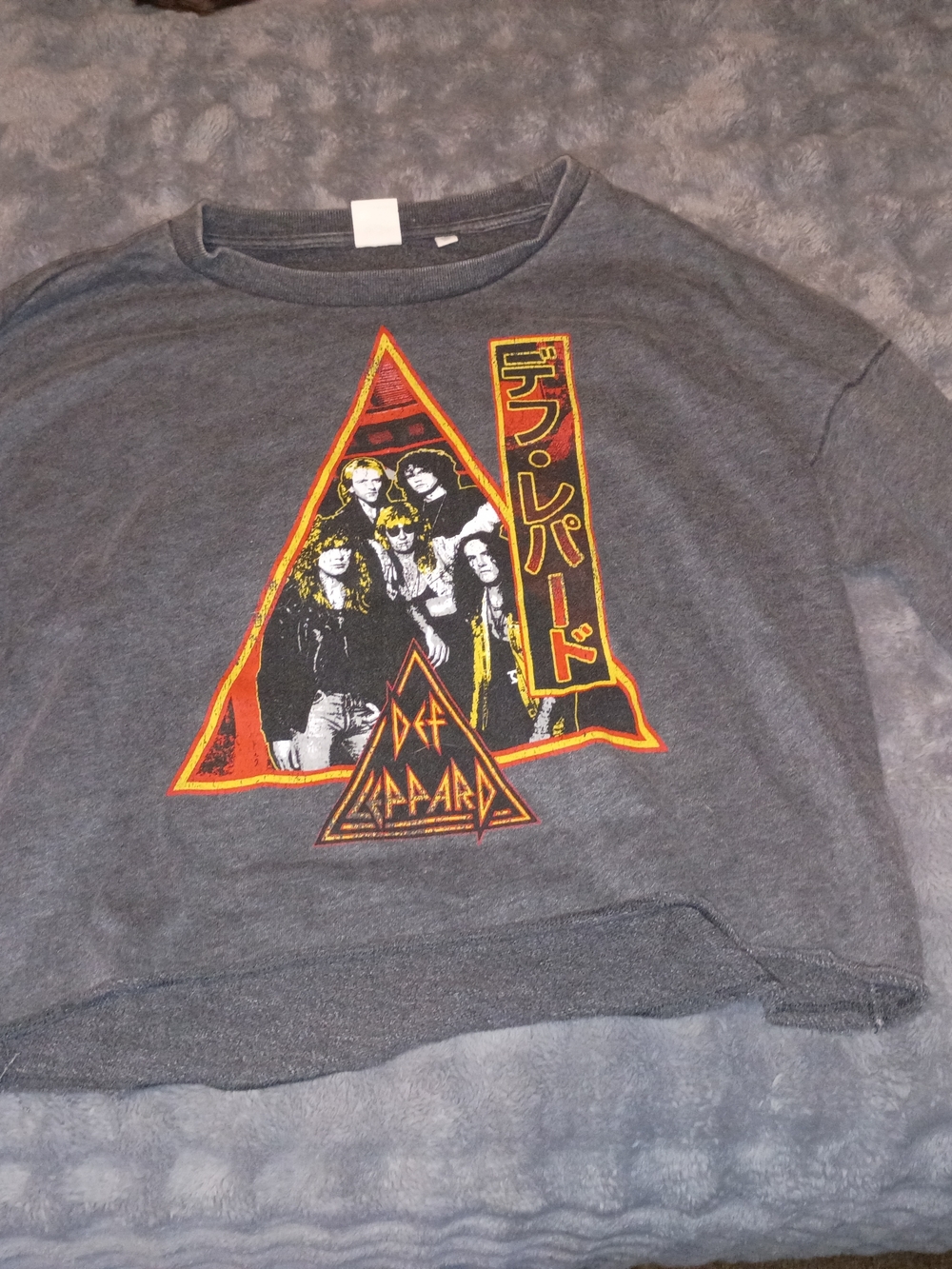 Def Leppard Graphic Sweatshirt - Gray with Red & Yellow Print